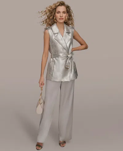 Donna Karan Women's Metallic Belted Sleeveless Vest