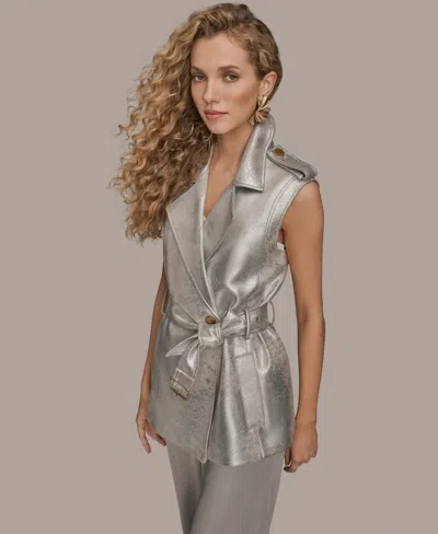 Donna Karan Women's Metallic Belted Sleeveless Vest