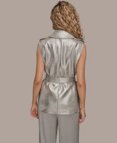 Donna Karan Women's Metallic Belted Sleeveless Vest