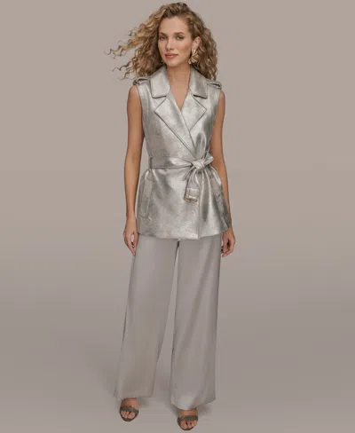 Donna Karan Women's Metallic Belted Sleeveless Vest