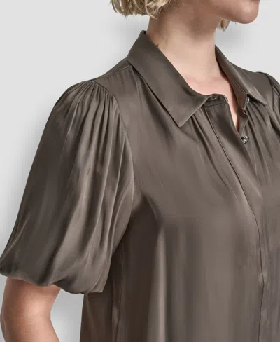 Dkny Women's Short-sleeve Park Satin Top In Brown
