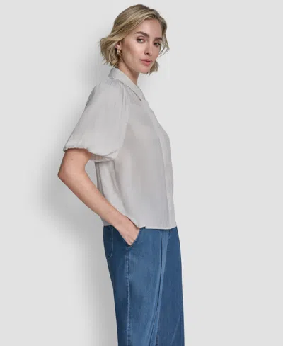 Dkny Women's Short-sleeve Park Satin Top In Gray