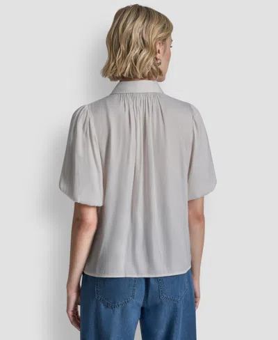 Dkny Women's Short-sleeve Park Satin Top In Gray
