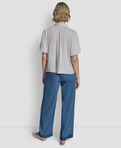 Dkny Women's Short-sleeve Park Satin Top In Gray