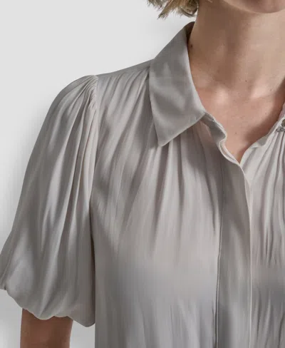 Dkny Women's Short-sleeve Park Satin Top In Gray
