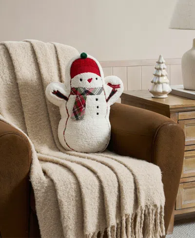 Hallmark Snowman Shaped Holiday Decorative Pillow, 11" X 16" In White