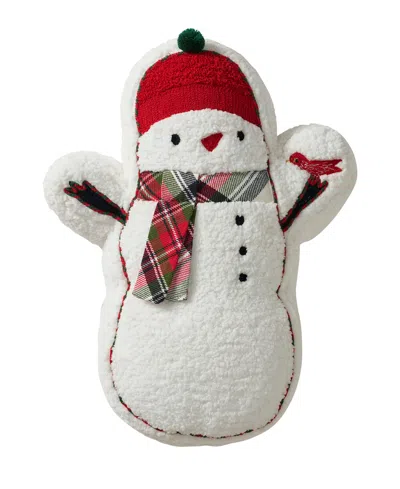 Hallmark Snowman Shaped Holiday Decorative Pillow, 11" X 16" In White