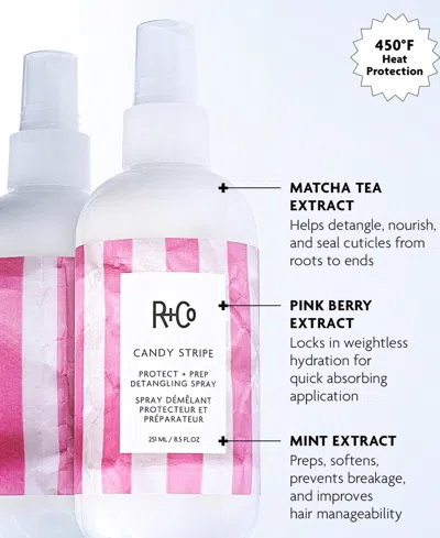 R + Co Candy Stripe Protect And Prep Detangling Spray 251ml In Pink