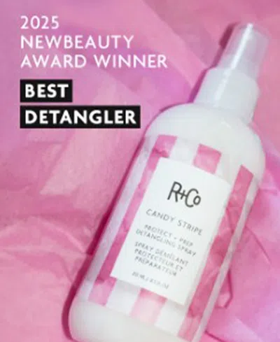 R + Co Candy Stripe Protect And Prep Detangling Spray 251ml In Pink