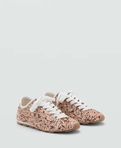 Mango Women's Leather And Fur-effect Trainer Shoes In Multi