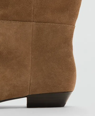 Mango High-leg Suede Boots Sand In Multi