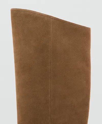 Mango High-leg Suede Boots Sand In Multi