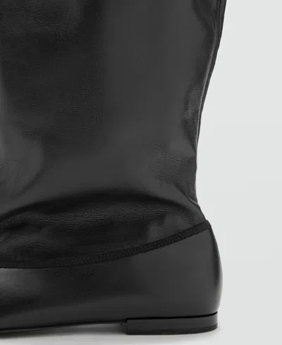 Mango Wide Leg Boot In Black