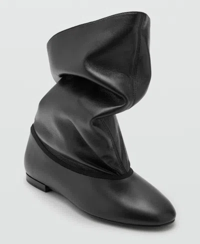 Mango Wide Leg Boot In Black