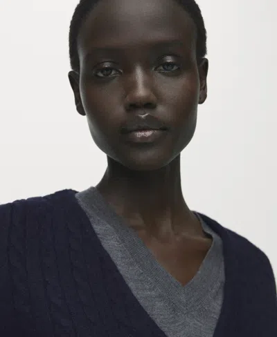 Mango Women's Knitted Braided Cardigan In Blue