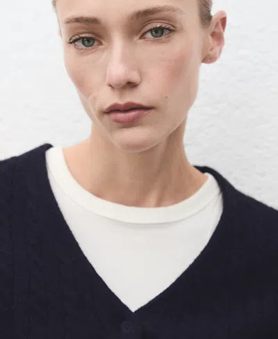 Mango Women's Knitted Braided Cardigan In Blue