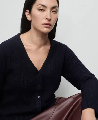 Mango Women's Knitted Braided Cardigan In Blue