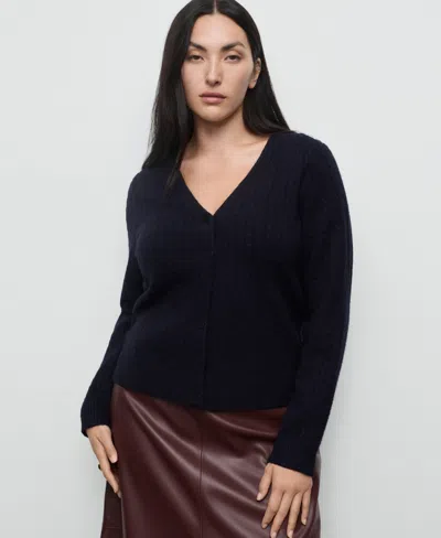 Mango Women's Knitted Braided Cardigan In Blue