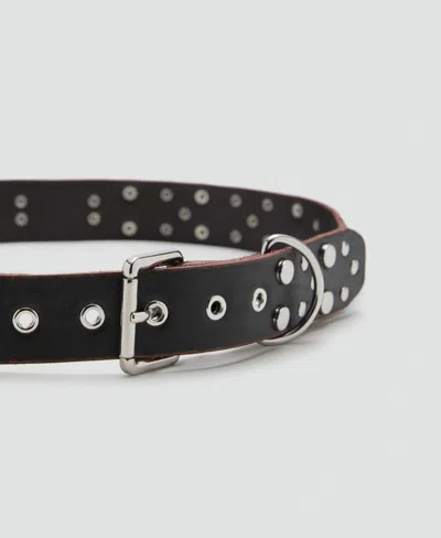 Mango Studded Leather Belt In Brown