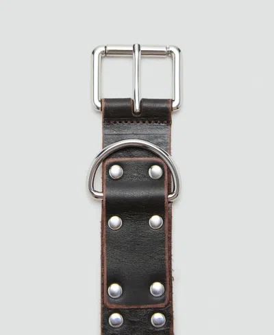 Mango Studded Leather Belt In Brown