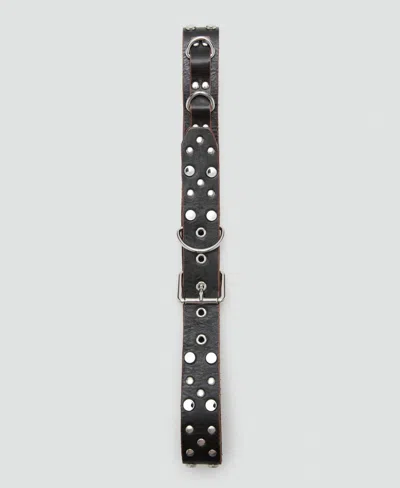 Mango Studded Leather Belt In Brown