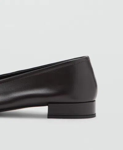 Mango Leather Flat Shoes Chocolate In Multi