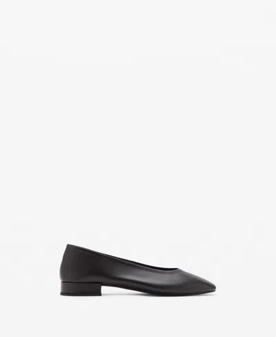 Mango Leather Flat Shoes Chocolate In Multi