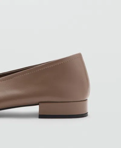 Mango Women's Leather Flat Shoes In Brown