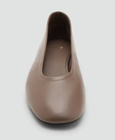 Mango Women's Leather Flat Shoes In Brown