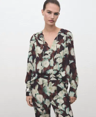 Mango Women's Printed Flared Pants In Green