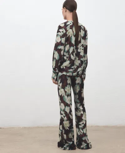 Mango Women's Printed Flared Pants In Green