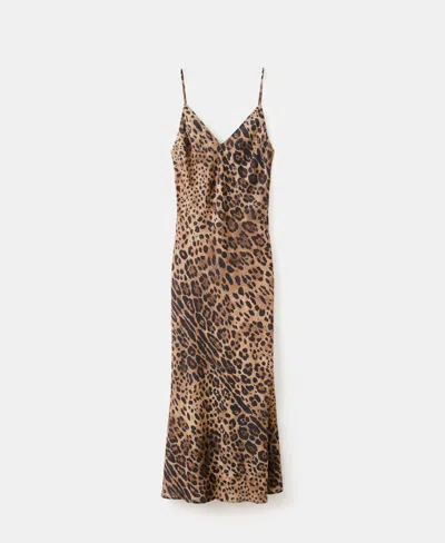Mango Leopard-print Open-back Dress Brown In Animal Print
