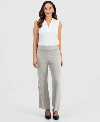 Jones New York Petite Serenity Pull-on Wide-leg Knit Pants In Gray