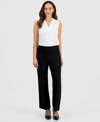 Jones New York Petite Serenity Pull-on Wide-leg Knit Pants In Black