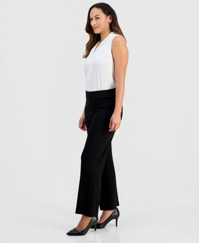 Jones New York Petite Serenity Pull-on Wide-leg Knit Pants In Black