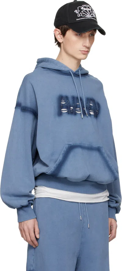 Avavav Blue Shoulderless Logo Hoodie In Blue