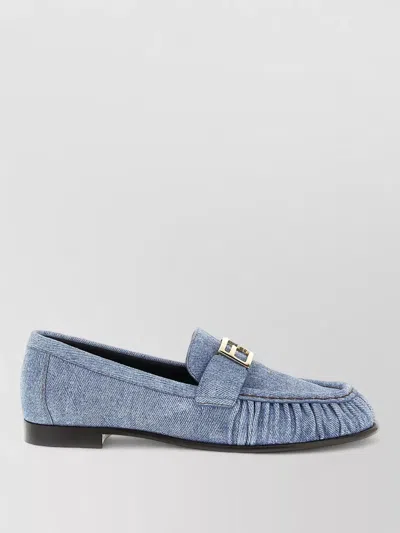 Fendi Baguette Denim Loafers Gold Tone Hardware In Blue