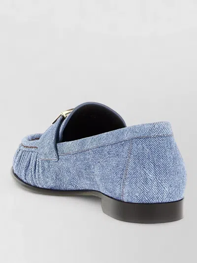 Fendi Baguette Denim Loafers Gold Tone Hardware In Blue