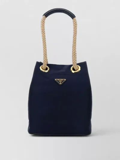 Prada Re Nylon Mariner Bucket Bag Braided Handles In Black