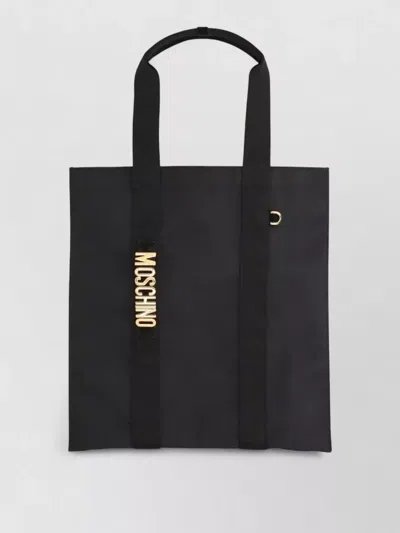 Moschino Tote Bag Rectangular Shape Dual Handles In Black