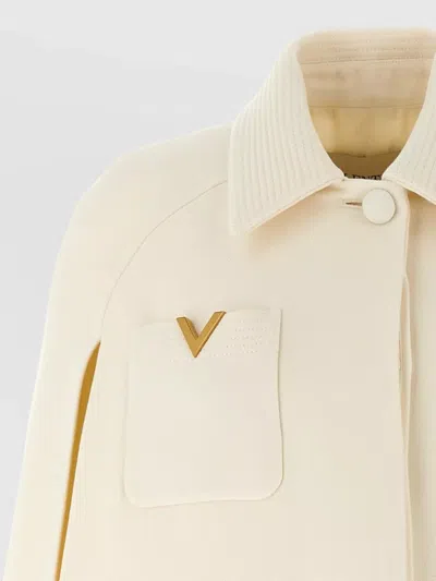 Valentino Hooded Jacket Collar Design Front Pockets In Neutral