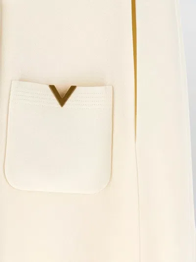 Valentino Hooded Jacket Collar Design Front Pockets In Neutral