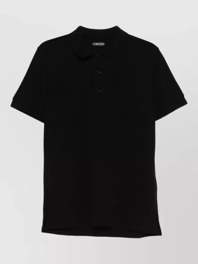 Tom Ford Mens Black Short-sleeve Lyocell-cotton Piquet Polo Shirt In Black