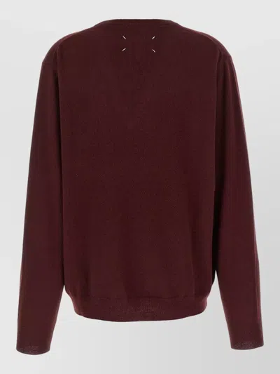 Maison Margiela Four Stitches Knitwear V Neck Sweater In Red