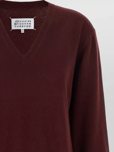 Maison Margiela Four Stitches Knitwear V Neck Sweater In Red