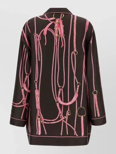 Gucci Long Sleeve Pajama Shirt Notched Collar In Burgundy