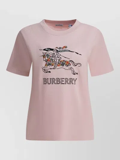 Burberry Cotton Ekd Graphic Crew Neck T-shirt In Pink