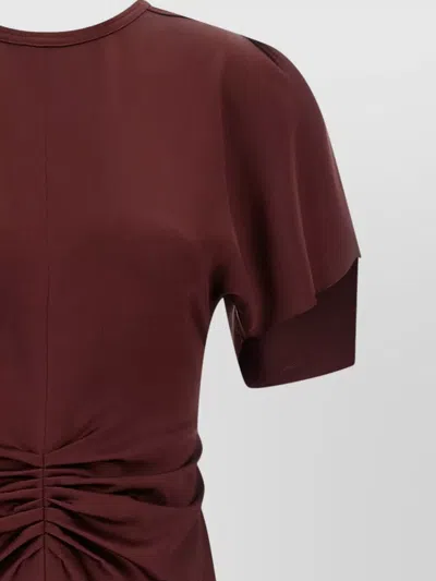 Victoria Beckham Isabella Dress Ruched Detail V Neck In Red