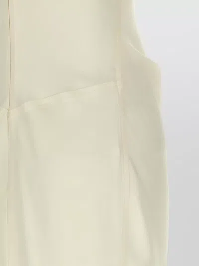 Victoria Beckham Isabella Crew Neck Ruched Floor Length Dress In Neutral