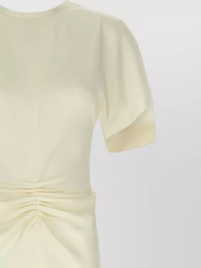 Victoria Beckham Isabella Crew Neck Ruched Floor Length Dress In Neutral